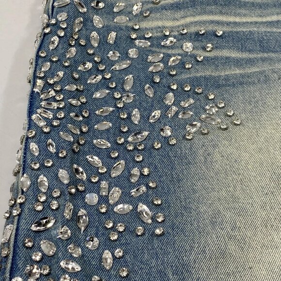Vale Forever Men’s Sirens Crystal Jorts Size 40 Blue Streetwear Denim Shorts - Picture 8 of 9